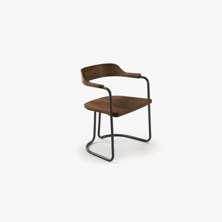 Chair in solid wood and tubular iron